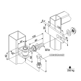 GBMU - Dimensioneel regelbaar 180° scharnier M18