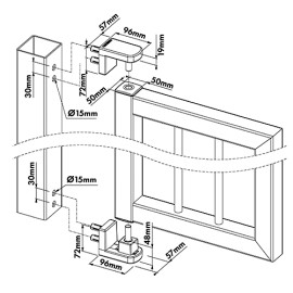 NOSEHINGE-I Charnière 90° compacte et bidirectionnelle, interchangeable avec le ferme-portail Interio